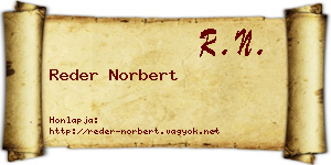 Reder Norbert névjegykártya